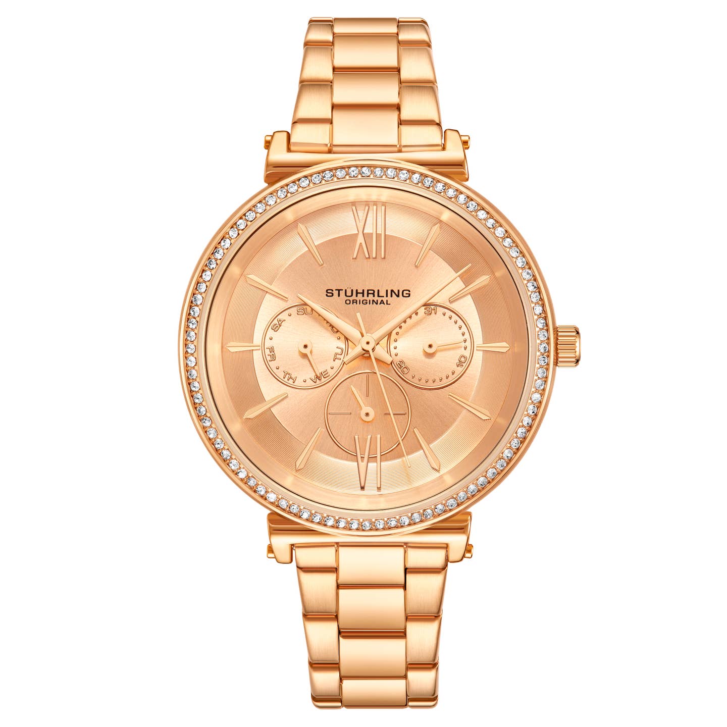 Stuhrling Original Aria Women's Quartz Watch, 40mm, Rose Gold-Tone Dial, Multifunction Display
