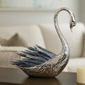 Decorative Object - Blue Metal Swan with Kyanite Stone, 6 in