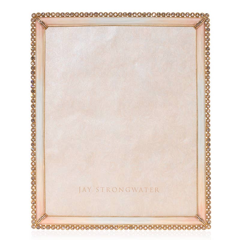 Jay Strongwater Laetitia Stone Edge 8" x 10" Crystal Enamel Picture Frame, Boudoir
