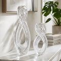 Sculptures Set of 2 - Clear Glass Twisted Loop, 12/17 in.