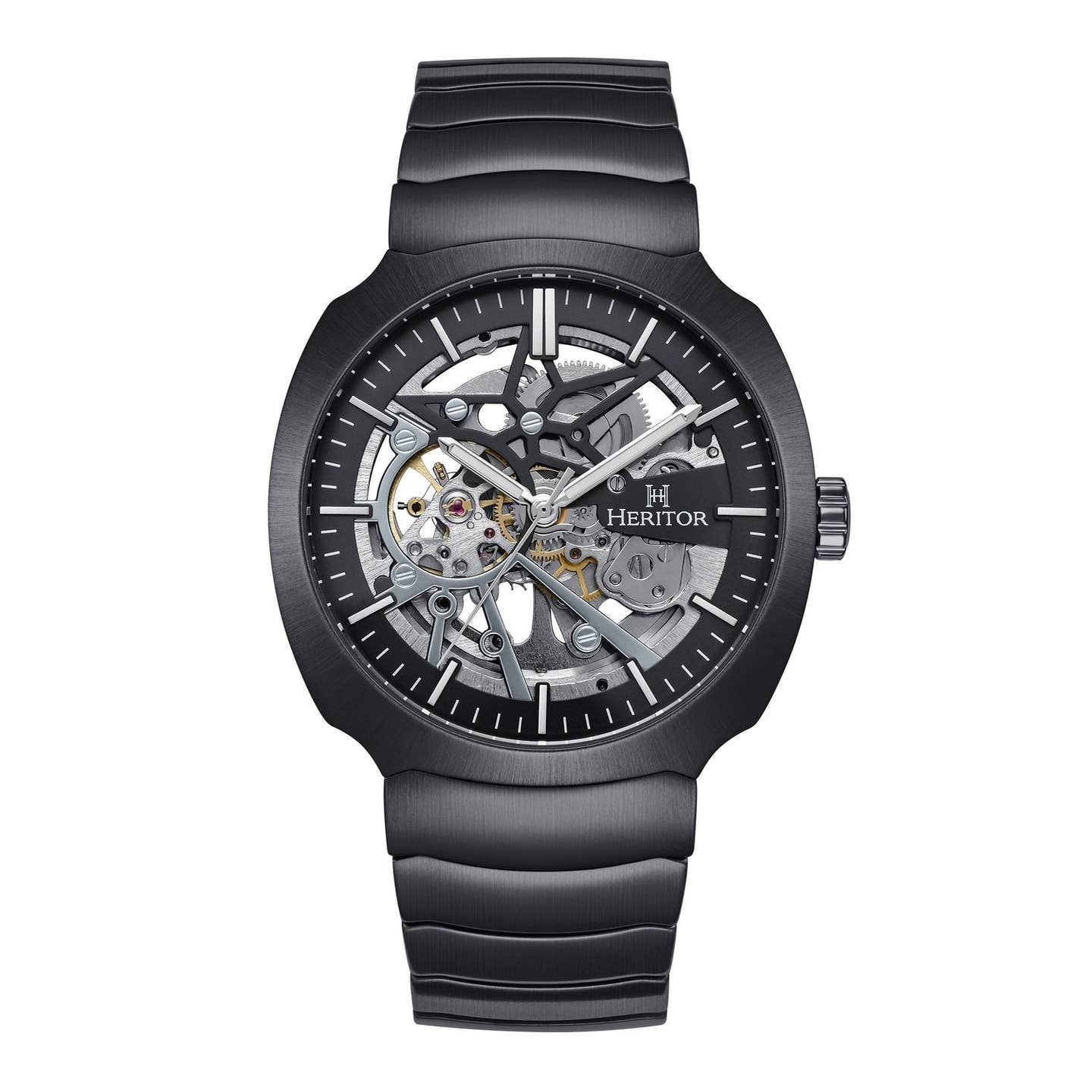 Heritor Magnus Men's Automatic Skeleton Bracelet Watch, Gunmetal