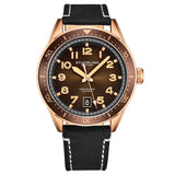 Stuhrling Original GP17937 Men's Quartz Watch, 42mm, Brown Dial, Grey Leather Strap With White Contrast Stitching Watch