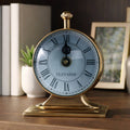 Desk Clock - Gold Metal Double-Sided Compass Back, 7 in.