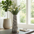 Decorative Vase - Silver Metal Sculptural Form, 20 in.