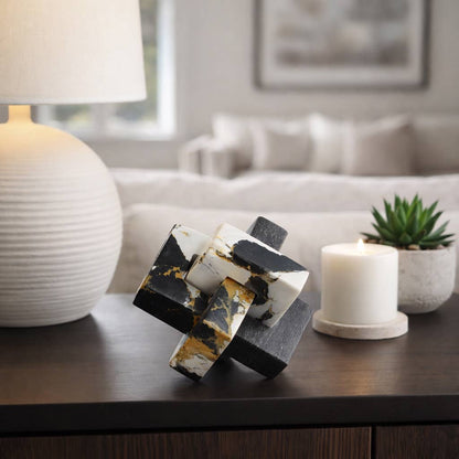 Decorative Sculpture - Black/White Marble Knot, 5 in.