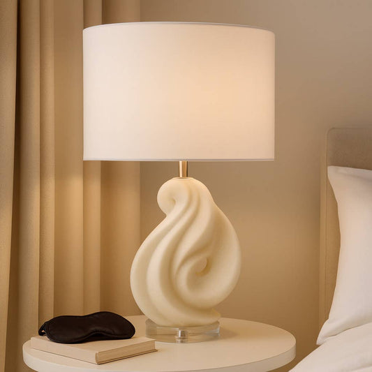Table Lamp - White Resin Glass Sculptural Base, 22 in.