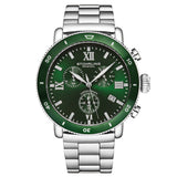 Stuhrling Original Dualmode 4040 Men's Quartz Chronograph Watch, 48mm, Green Dial, SS Link Bracelet