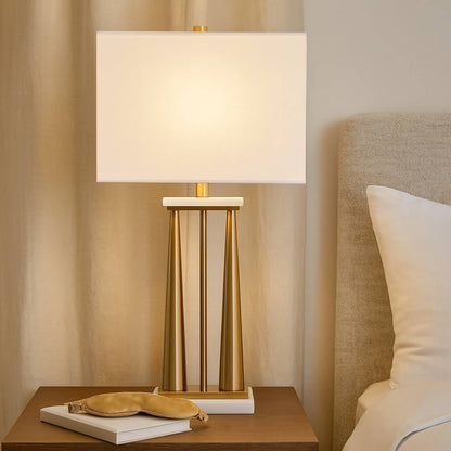 Table Lamp - Gold Metal Base with Marble Accents, 31 in.