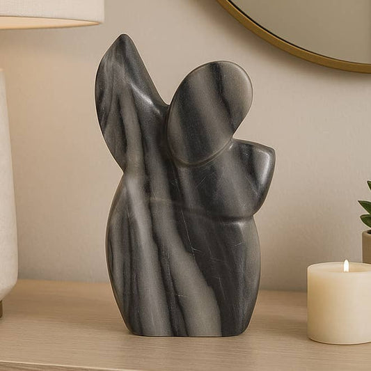Sculpture - Gray Marble Decorative Carved Angel, 8 in.