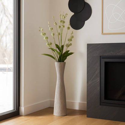 Floor Vase - Black/White Ceramic Tall Silhouette, 31 in.