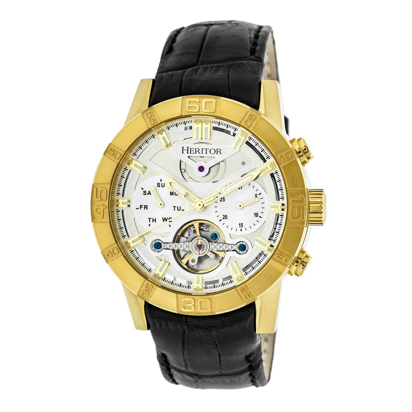 Heritor Hannibal Men's Automatic Semi-Skeleton Leather Watch, Style HERHR4103