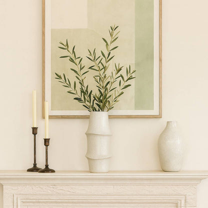 Decorative Vase - Ivory Ceramic Unique Sculptural, 15 in.
