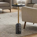 Side Table - Black Marble Top with Metal Tall Base, 27 in.