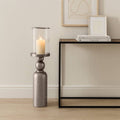 Candle Holder - Silver Metal Removable Hurricane, 36 in.
