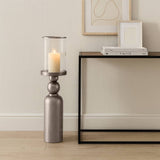 Candle Holder - Silver Metal Removable Hurricane, 36 in.