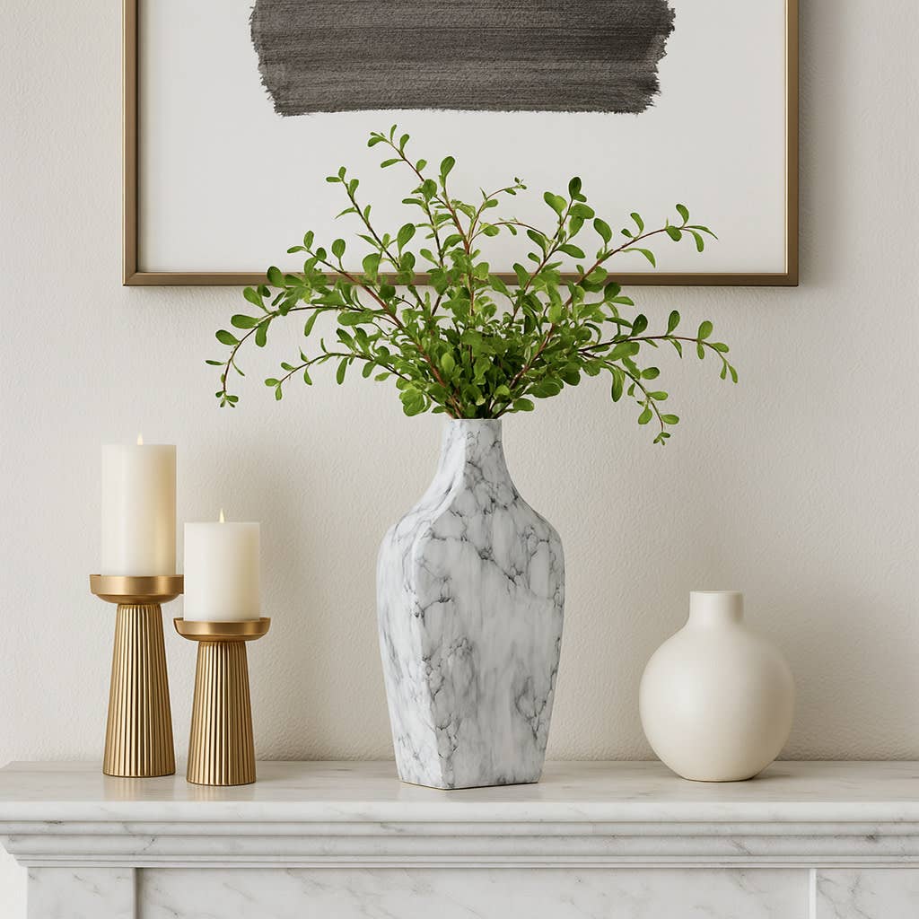 Decorative Vase - White Ceramic Statement Styling, 11 in.
