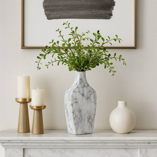 Decorative Vase - White Ceramic Statement Styling, 11 in.