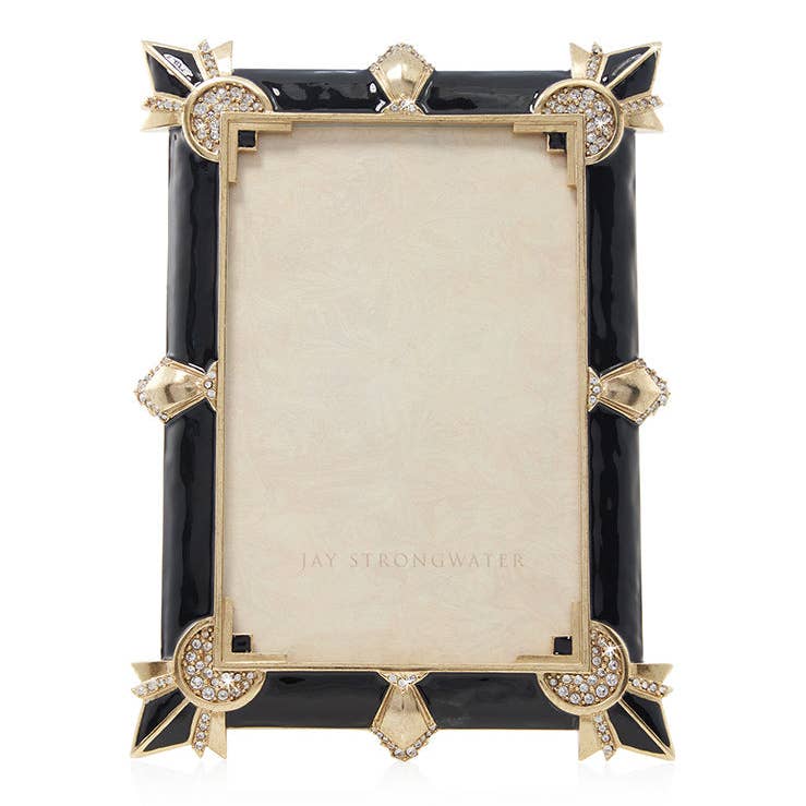 Jay Strongwater Ruth Art Deco 4" x 6" Crystal Enamel Picture Frame