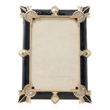 Jay Strongwater Ruth Art Deco 4" x 6" Crystal Enamel Picture Frame