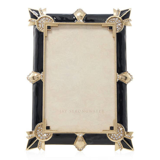 Jay Strongwater Ruth Art Deco 4" x 6" Crystal Enamel Picture Frame