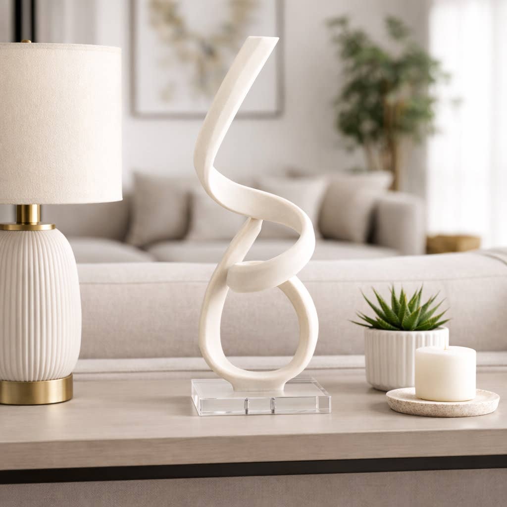 Decorative Object - White Resin Oversized Curved, 27 in.