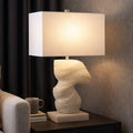 Table Lamp - Ivory Resin with Sculptural Metal Base, 25 in.