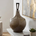 Decorative Jar - White/Gold Glass Round Small Bottle, 16 in.