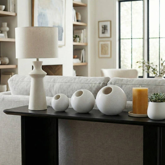 Decorative Objects Set of 3 - White Resin Sphere, 4/5/6 in.