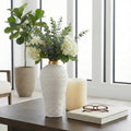 Decorative Vase - White Ceramic Textured Modern, 12 in.