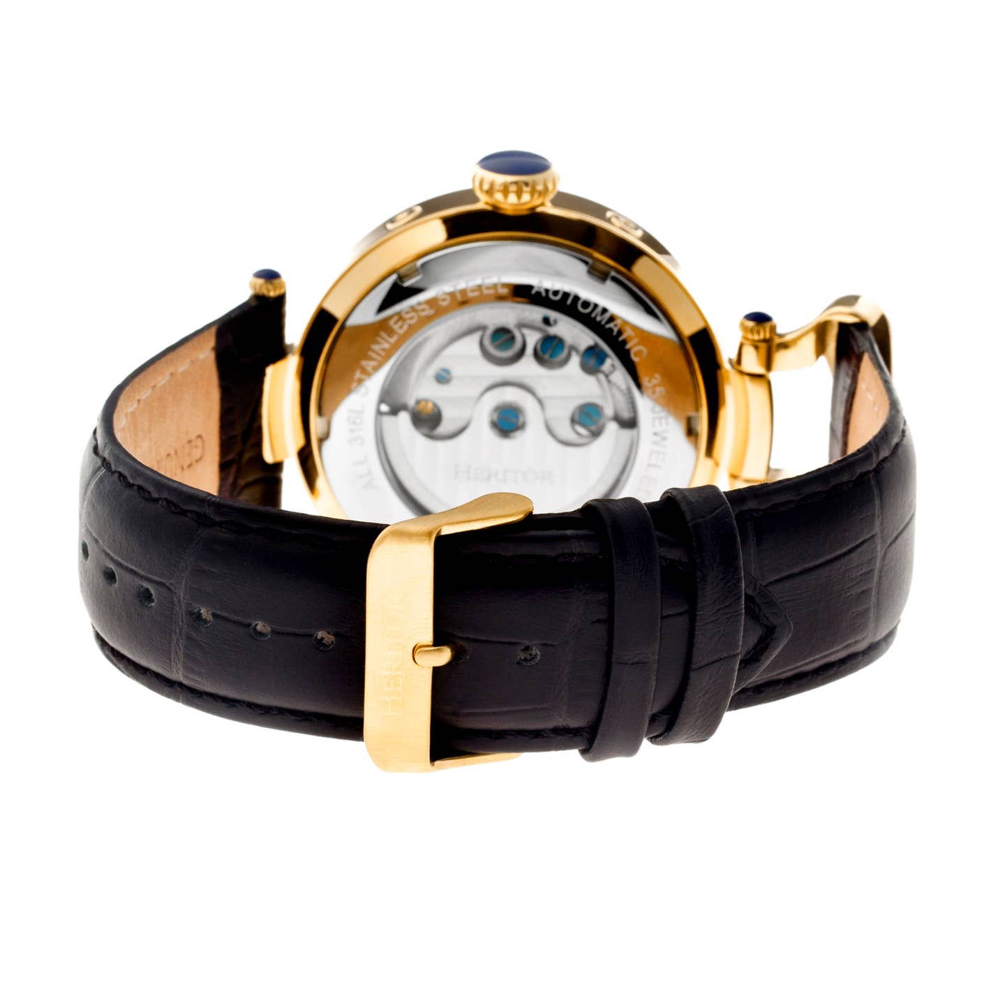 Heritor Ganzi Men's Automatic Semi-Skeleton Leather Watch, Style HERHR3303