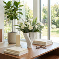 Decorative Vase - White Ceramic Modern 3D Printed, 9 in.