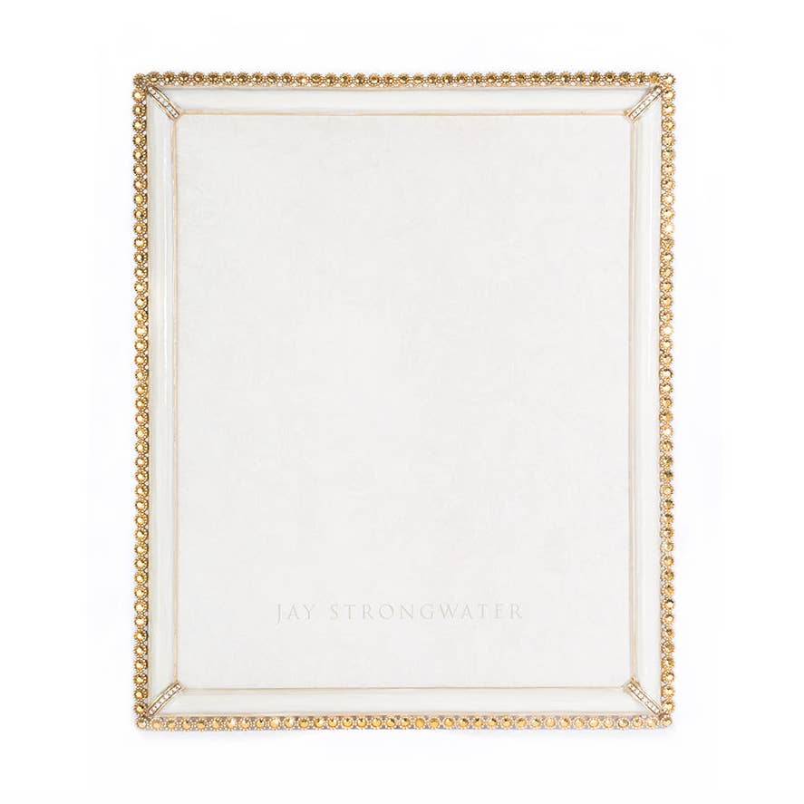 Jay Strongwater Laetitia Stone Edge 8" x 10" Crystal Enamel Picture Frame, Gold