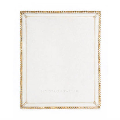 Jay Strongwater Laetitia Stone Edge 8" x 10" Crystal Enamel Picture Frame, Gold