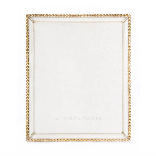 Jay Strongwater Laetitia Stone Edge 8" x 10" Crystal Enamel Picture Frame, Gold