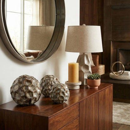 Decorative Orbs Set of 3 - Ivory Ceramic Balls, 4/5/6 in.