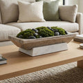 Decorative Bowl - Ivory Marble Rectangular Design, 18 in.