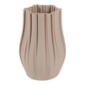Decorative Vase - Tan Ceramic 3D Printed Sculpted, 11 in.