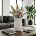 Decorative Vase - Ivory Ceramic Textured Patterned, 15 in.