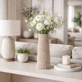 Decorative Vase - Tan Porcelain 3D Printed Textured, 17 in.