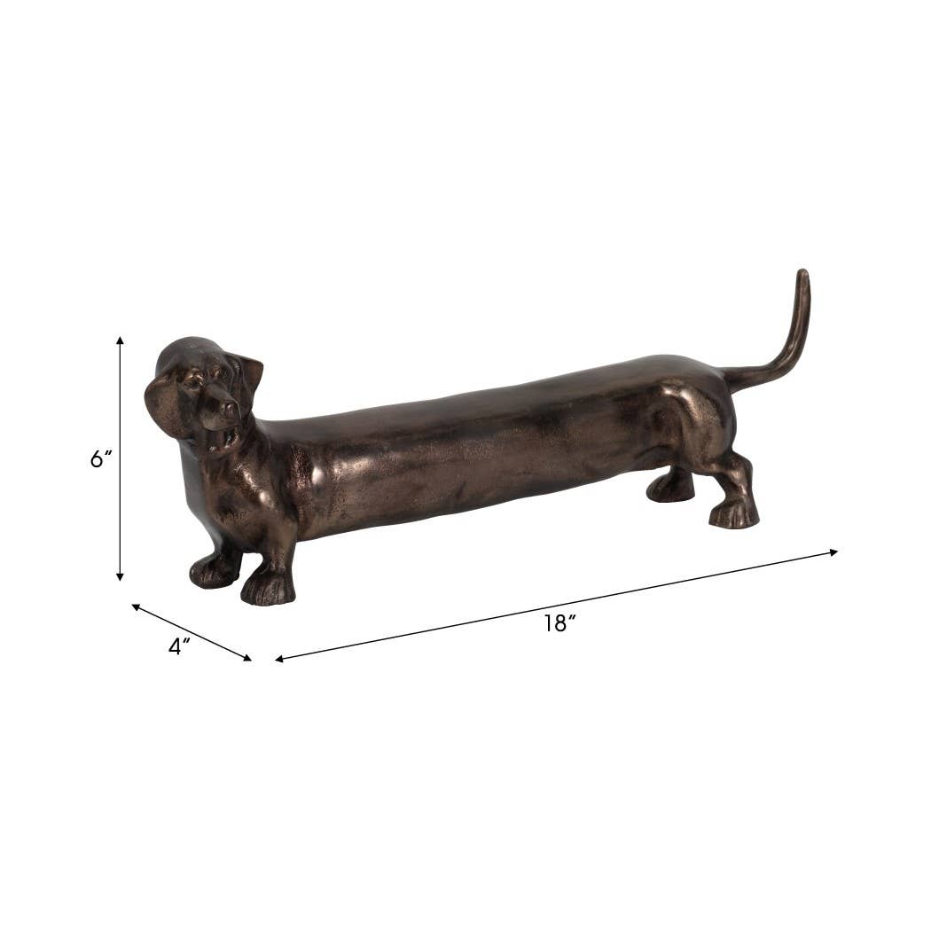 Decorative Figurine - Bronze Metal Dachsund Dog, 18 in.