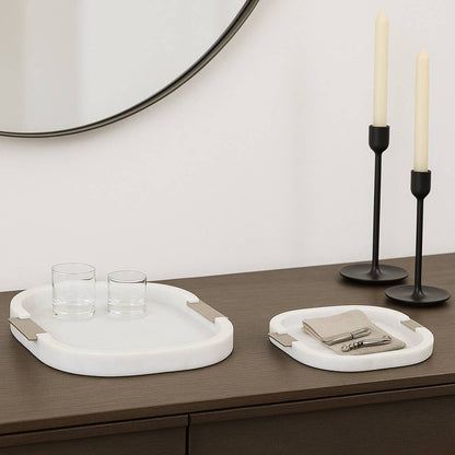 Decorative Trays Set of 2 - Wood Rounded Square, 18/14 in.