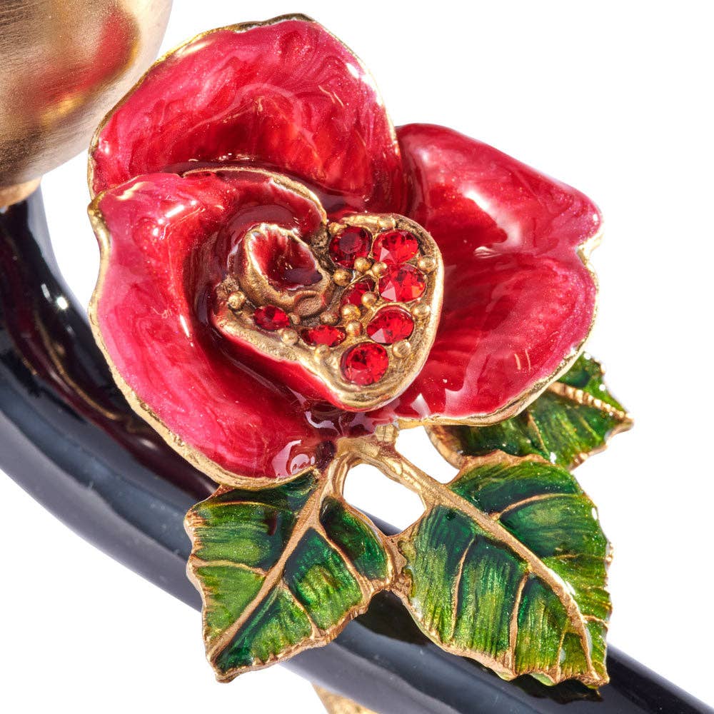 Jay Strongwater Lisha Night Bloom Double Candlestick Holder, Swarovski Crystal Enamel Gold-Finished