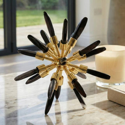 Decorative Object - Black Crystal Starburst Sculpture, 8 in.