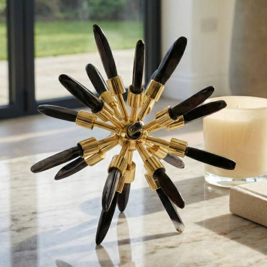 Decorative Object - Black Crystal Starburst Sculpture, 8 in.