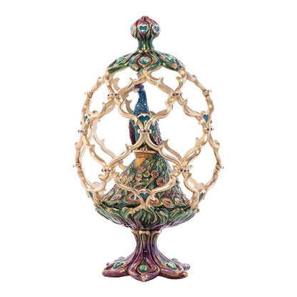 Jay Strongwater Roman Peacock Egg Swarovski Crystal Enamel Gold-Finished Tabletop Object