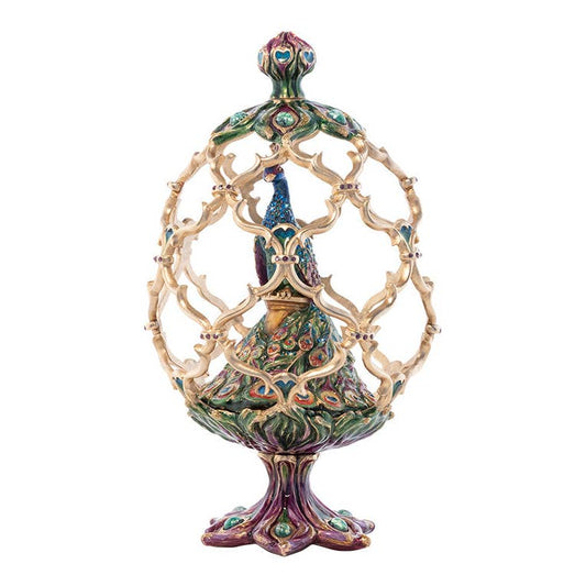 Jay Strongwater Roman Peacock Egg Swarovski Crystal Enamel Gold-Finished Tabletop Object