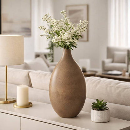 Decorative Vase - Brown Ceramic Organic Shape, 21 in.