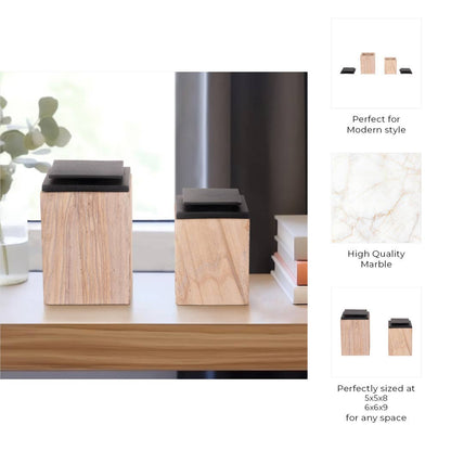 Decorative Boxes Set of 2 - Brown Marble Sandstone, 8/9 in.