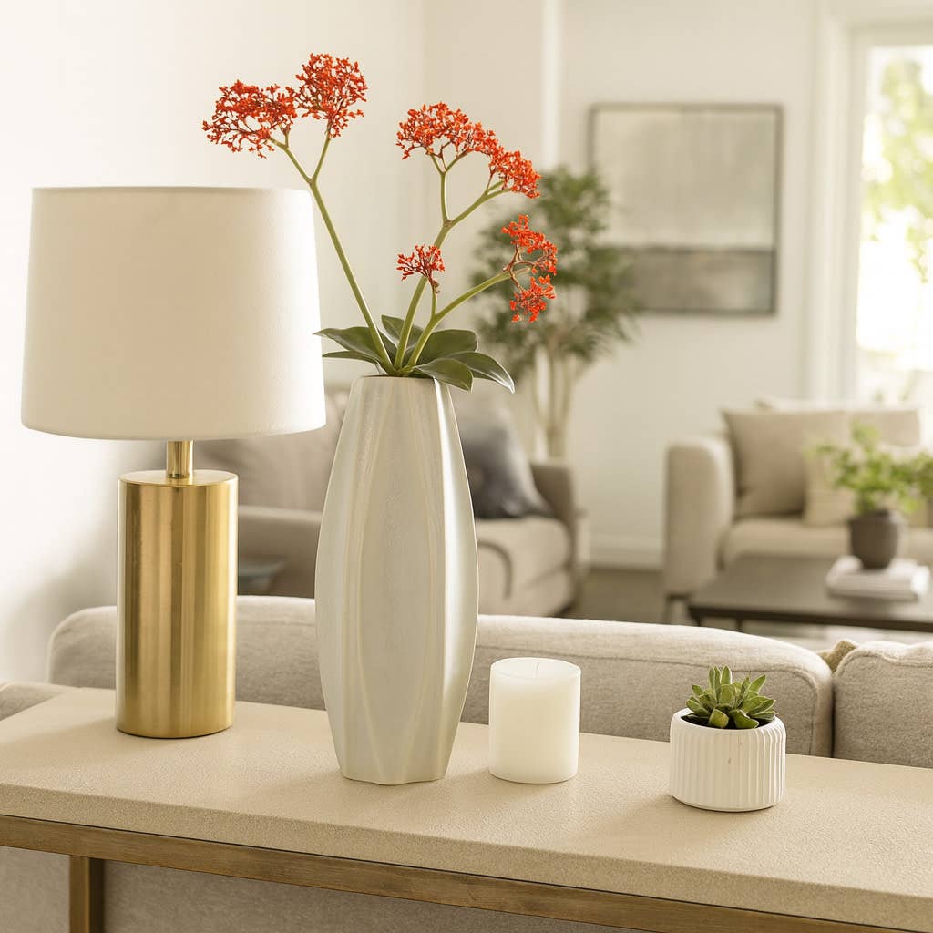 Decorative Vase - Neutral Ceramic Modern Sculpted, 16 in.
