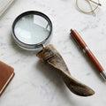 Decorative Object - Brown Glass Horn Magnifying Glass, 12 in